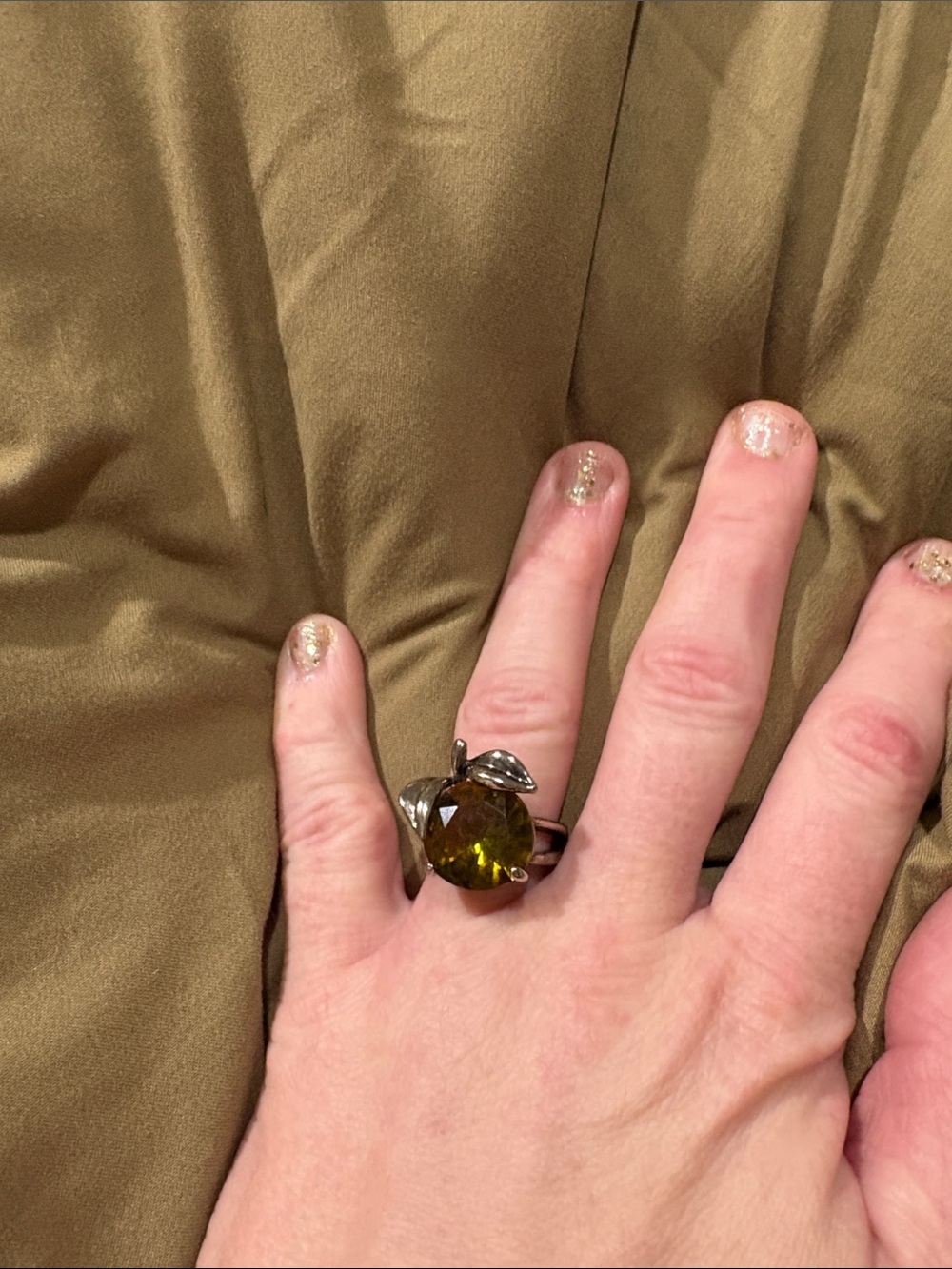 Olive Green Gemstone Cocktail Ring - Women's Fashion Jewelry